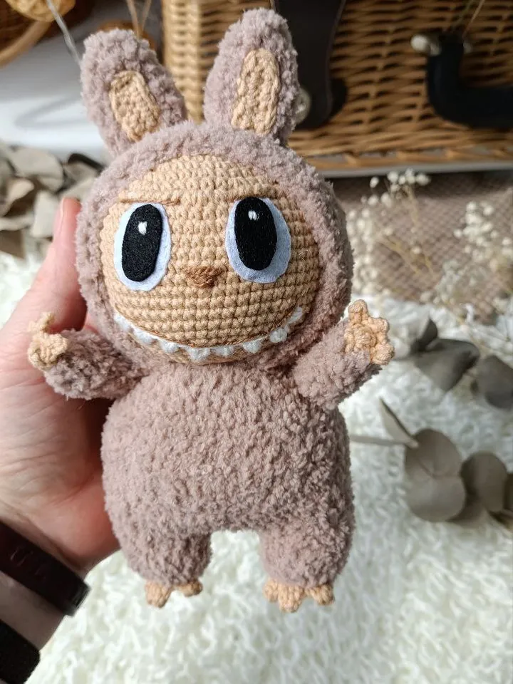 Amigurumi Labubu crochet pattern. Popular teddy bunny Labubu pattern. Labubu crochet pattern toy.