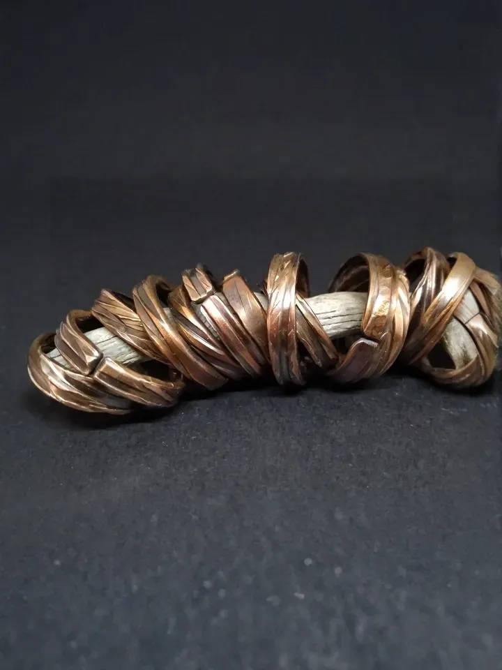 Rustic Copper Ring Textured Copper Band Ring for Men 7th Anniversary Gift Alternative Engagement Ring
