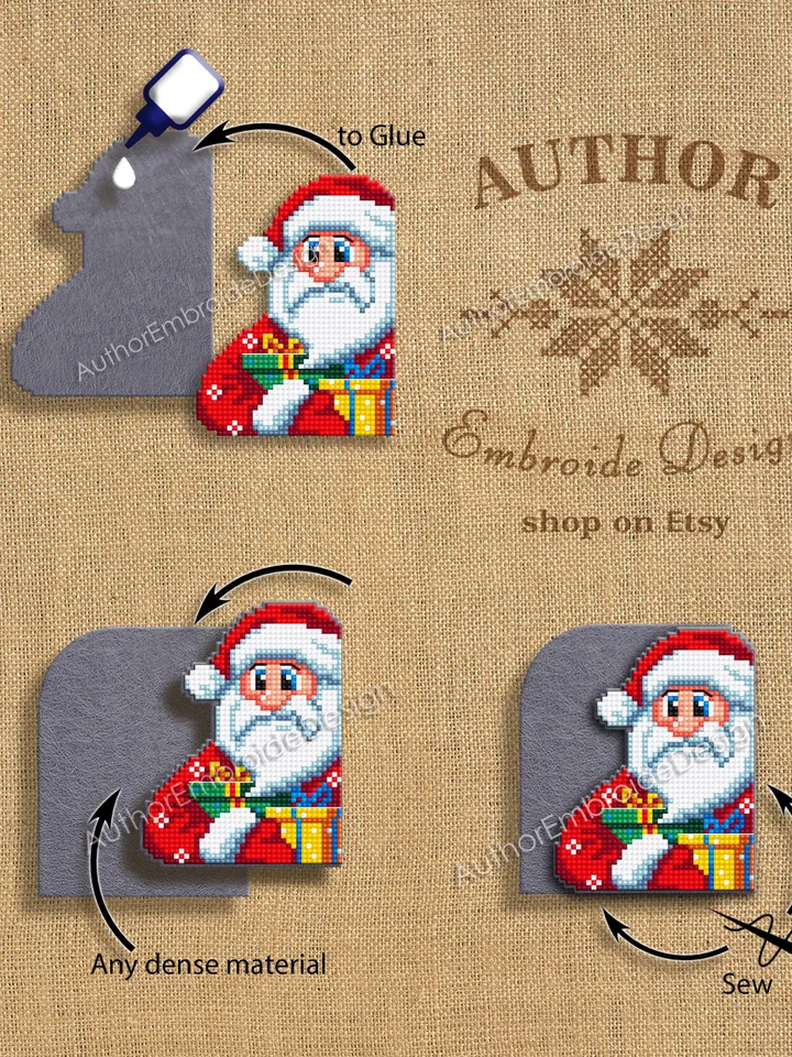 Christmas corner bookmark cross stitch pattern PDF download Santa cross stitch chart, Christmas bookmark pattern digital PDF, New year #B391