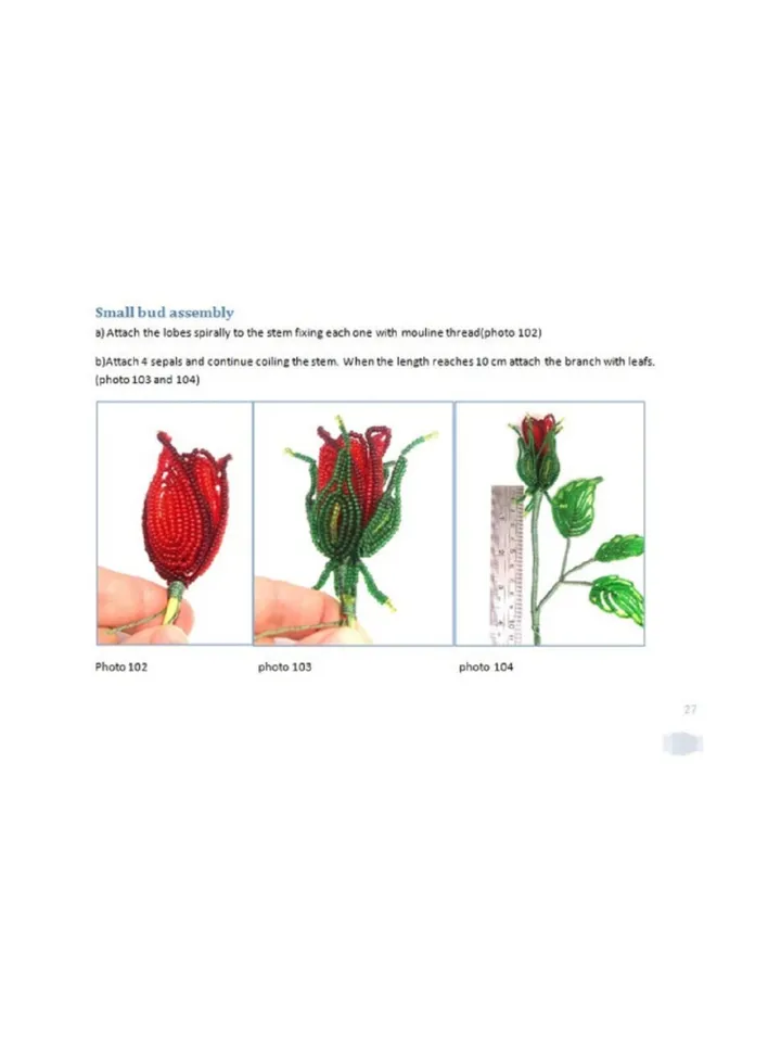 French Beaded Flowers pattern | Beaded Rose | Seed bead patterns | Beading tutorial | Digital Download - PDF