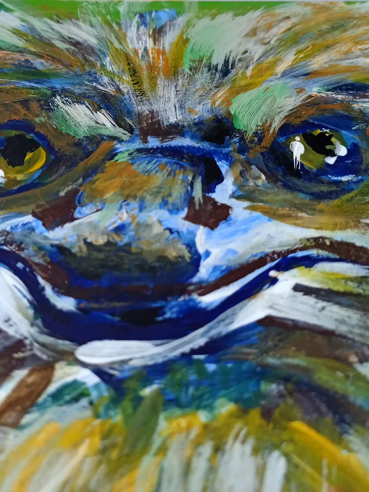 Cunning Ostrich original acrylic painting