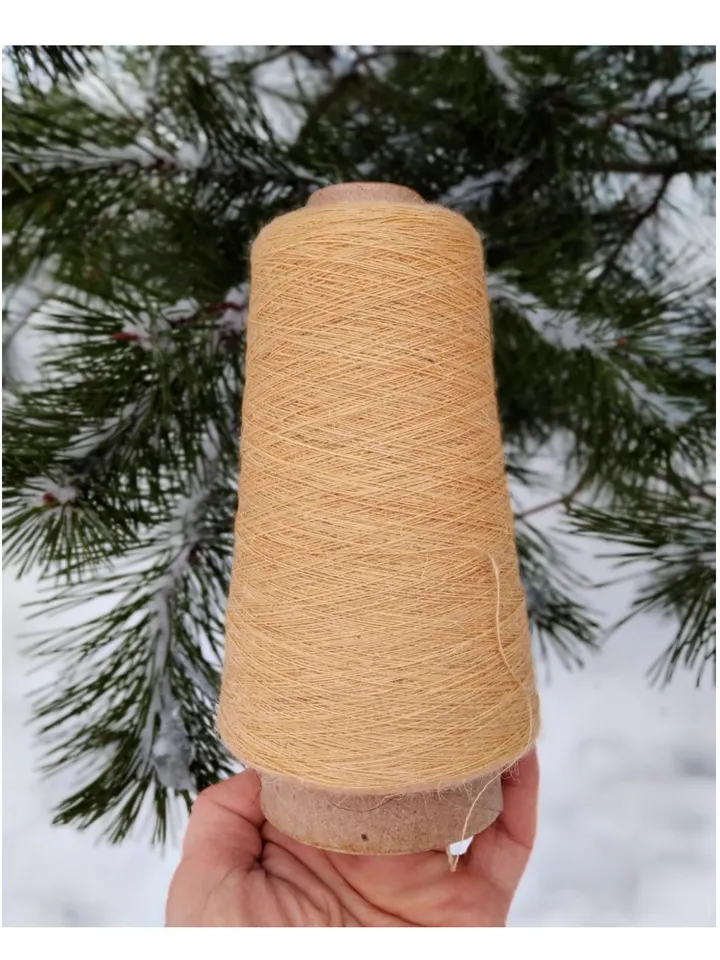 Natural Goat down 100% fine spinning, Ecologically clean yarns, yellow