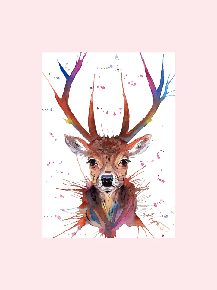Deer original watercolor, animals painting, wall decor, 7x10 in art for animal lovers by Anne Gorywine