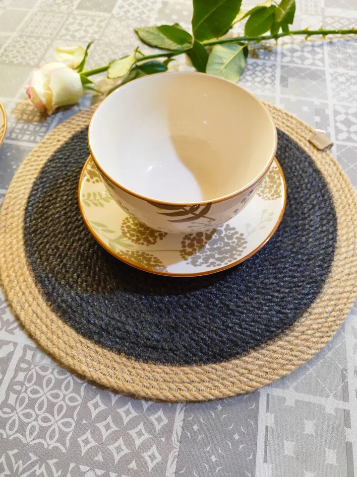 Round Jute Mat,Vinyl Record Shape,mug rug,Textile Wall Hanging,Cutlery Coaster Retro,placemat,Eco Mat,jute rope placemat,groovy party decor