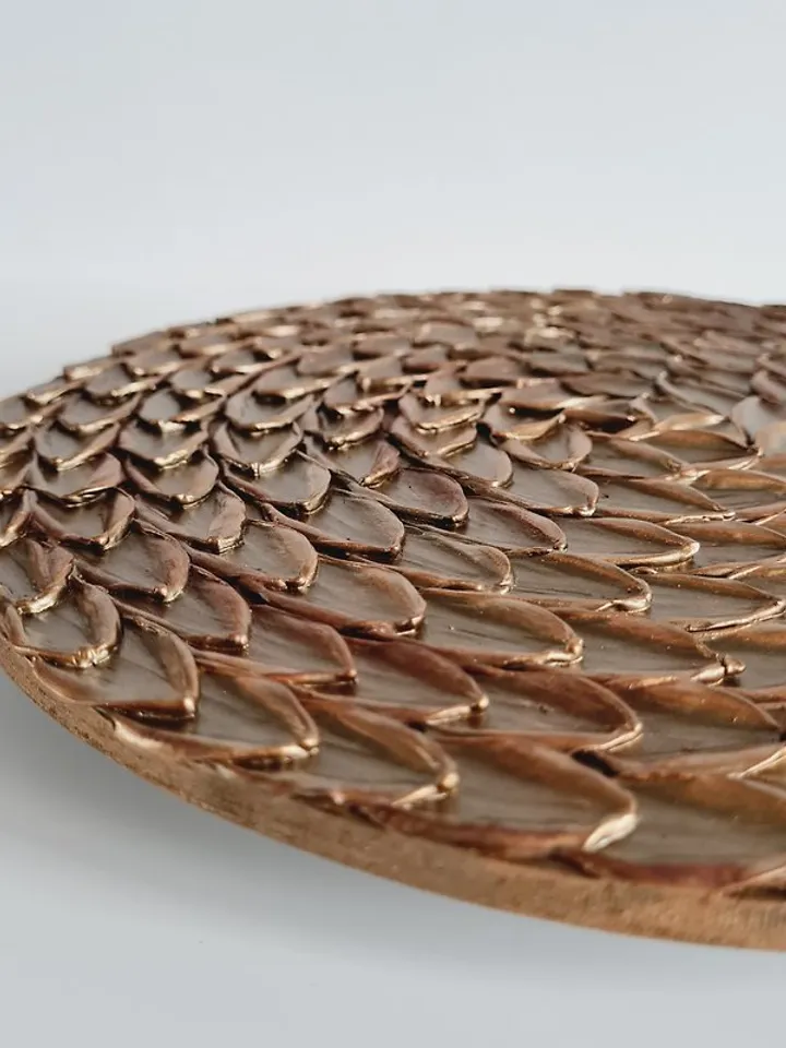 Bronze texture wall art 30 cm, Round wall decor, Abstract artwork, 3D Wall paint