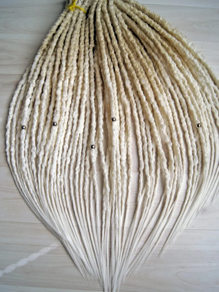 Blonde to White Natural Look Dreadlock Extensions Double or Single Ended Boho Hair Extensions Faux Fake Dreads