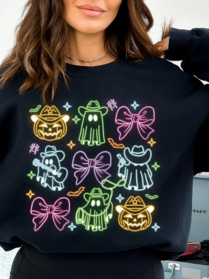 Howdy Coquette Halloween Neon Png, Halloween Ghost Neon png, Country Png, Spooky Season Png, Cowboy Ghost Png, Girly Coquette, Halloween