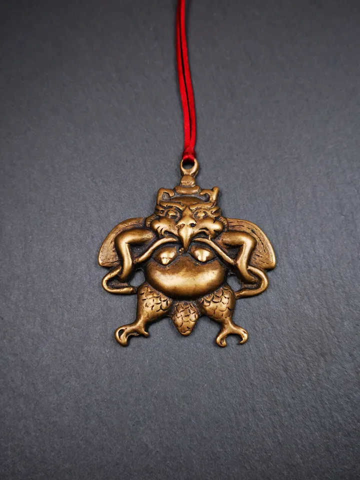 Gandhanra Antique Tibetan Buddhist Amulet,Garuda,Garula,Suparna,Golden-winged Bird Pendant,Made of Copper