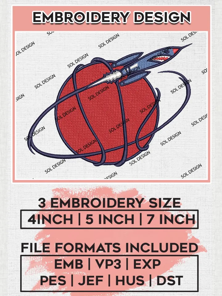 NBA Houston Rockets Logo Embroidery Design, NBA Embroidery Files, NBA Houston Rockets Embroidery, NBA Machine Embroidery Designs, Digital Download