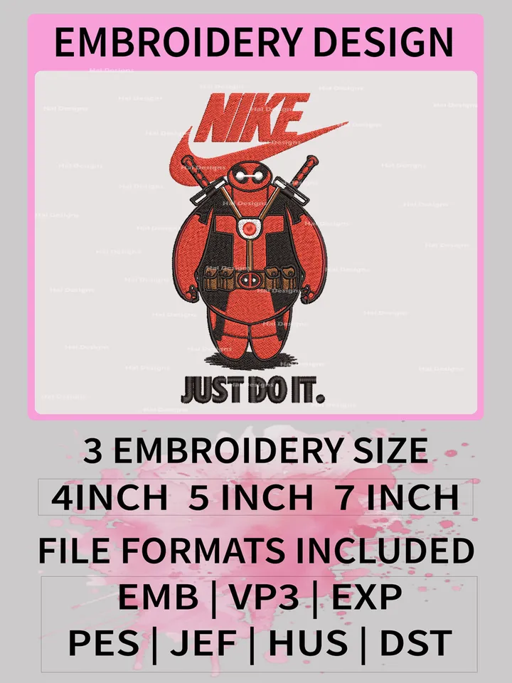 Nike Deadpool Movie Embroidery Designs – Marvel x Nike Machine Embroidery Files ❤️✔️🎬