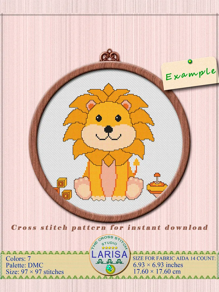 Lion Cub Cross Stitch Pattern | Delightful King of Beasts Design