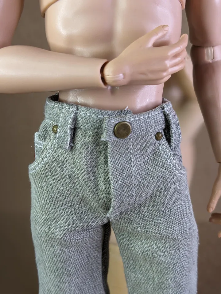 Realistic handmade khaki classic jeans for 13 inch fashion male doll (FR Homme, Poppy Parker)