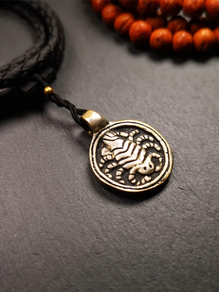 Gandhanra Handmade Tibetan Amulet,Scorpion Guru of Padmasambhava, Buddhist Scorpion Pendant, Made of Brass,0.87"