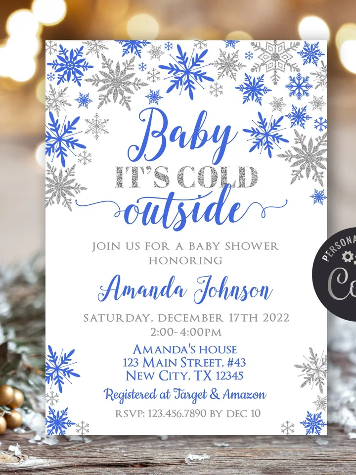 Baby It's Cold Outside Baby Shower Invitation, Winter Wonderland Baby Shower Invitation, It's a Girl Instant Download Editable Template