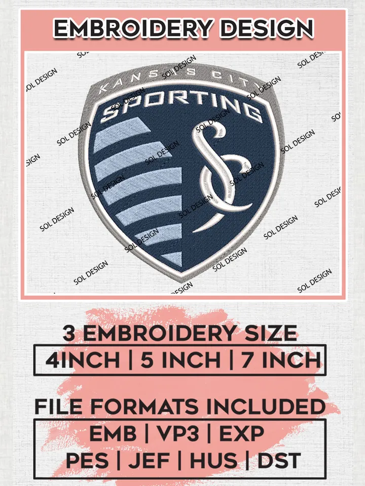 Sporting Kansas City Logo Embroidery Designs, MLS Embroidery files, Kansas City MLS Teams, Football, Digital Download