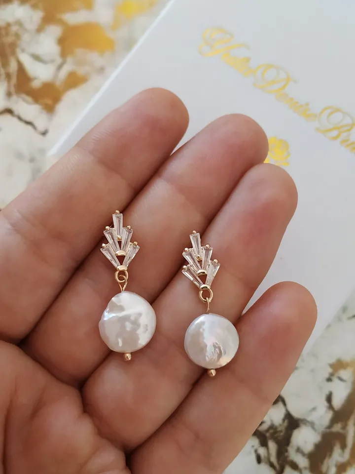 Art Deco Wedding Earrings, Baroque Freshwater Pearl Bridal Earrings, Boho Wedding Earrings, Retro Vintage Style Statement Jewelry, Jewellery