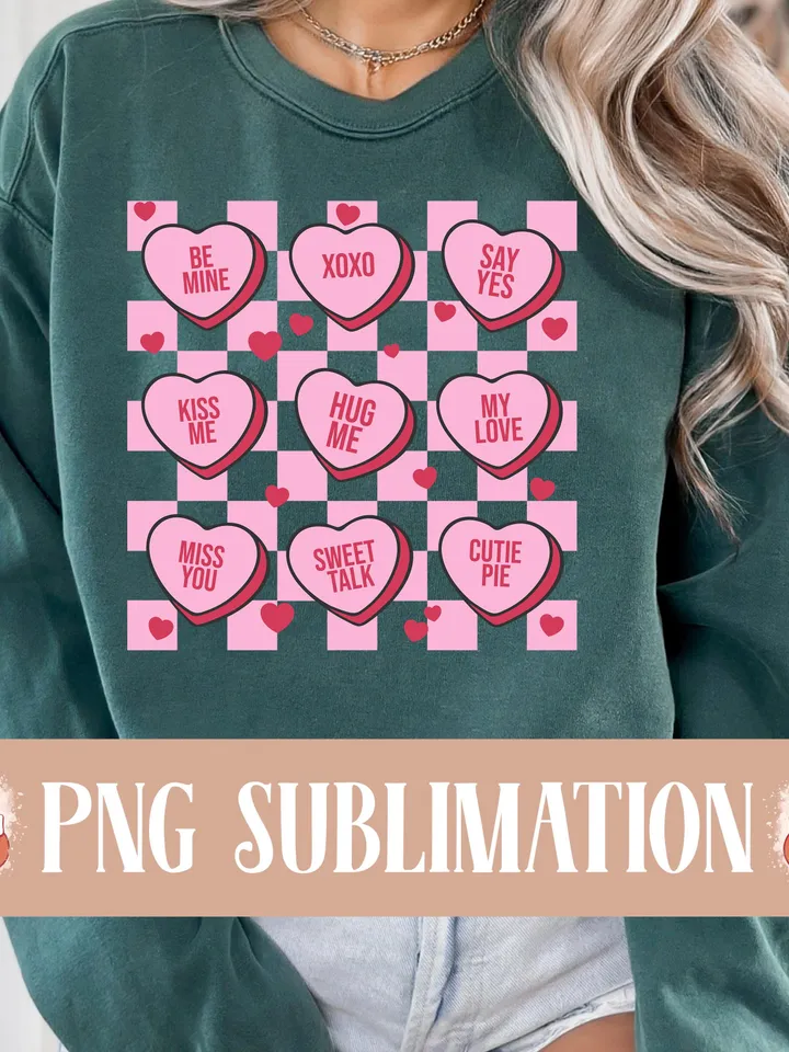Valentines Conversation Hearts PNG, Valentines Candy Heart png, Valentines png, Love png, Candy Heart png, Valentines Sublimation, Retro png