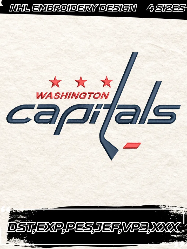 Washington Capitals Logos Embroidery Designs,NHL Logo Embroidery Files, Machine Embroidery Design File, 4 Sizes,Digital Download