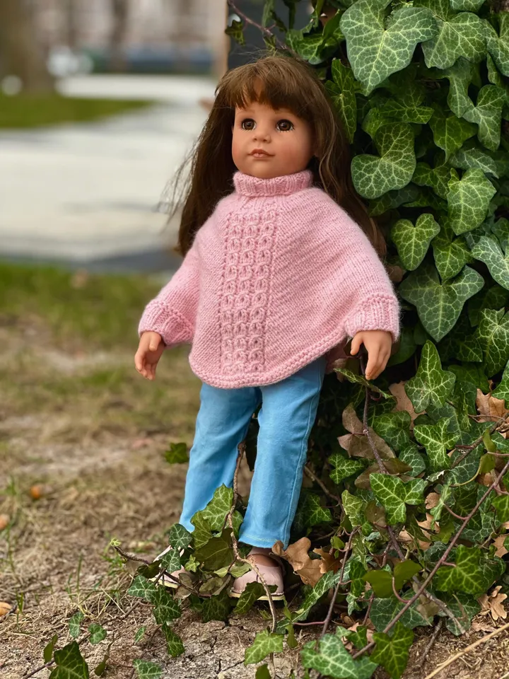 Poncho KNIT PATTERN Unique for Gotz and American Girl Dolls / 18-inch doll clothes pattern PDF english