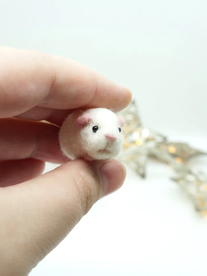 Tiny needle felted guinea pig, white guinea pig, miniature pet, made to order
