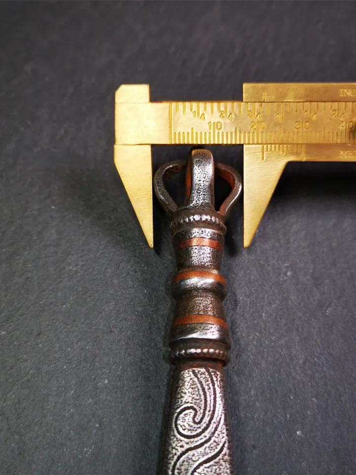 Gandhanra Tibetan Buddhist Ritual Implement ,Fire Vajra Sword of Manjushri,Made of Cold Iron inlaid with Copper