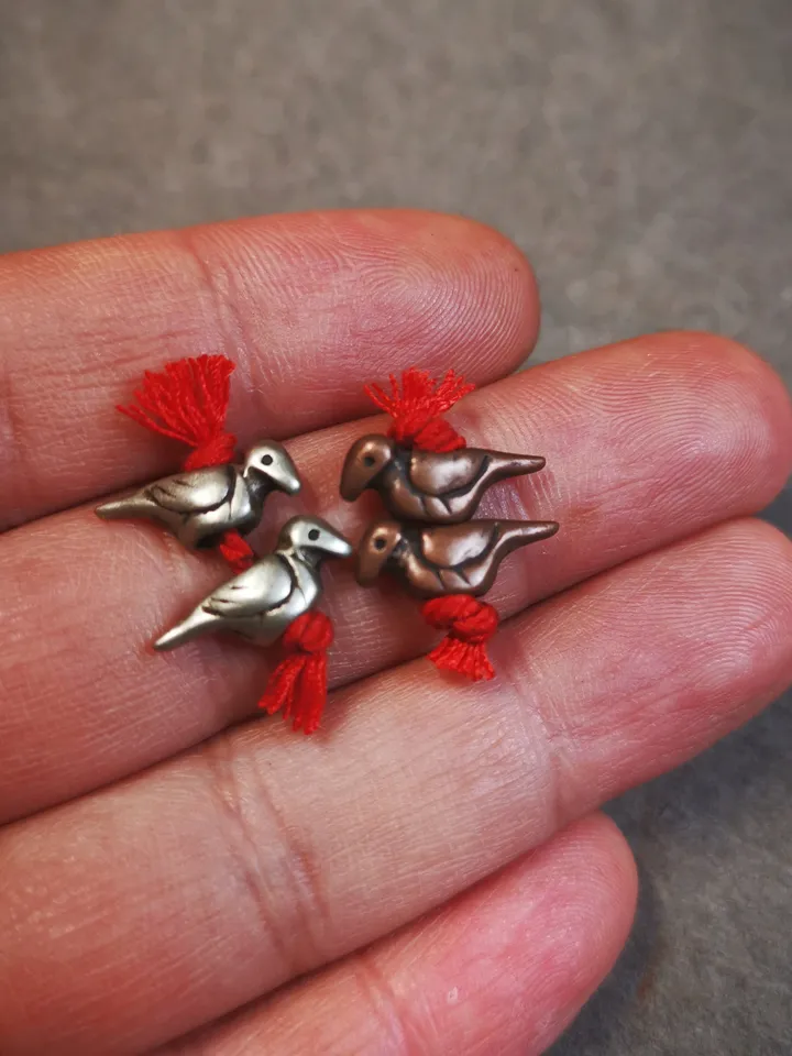 Gandhanra Antique Tibetan Amulet,Mini Phurba and Kartika(knife of the dakinis) ,for Prayer Bead Counter,Mala Accessories, Made of Red Copper