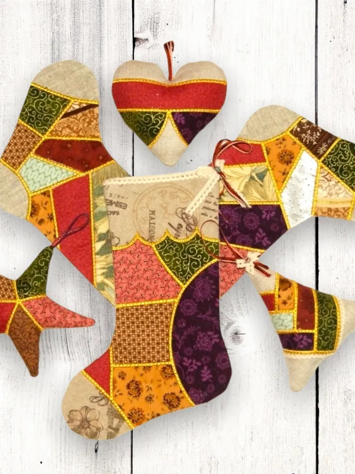 Christmas set of machine embroidery designs in the patchwork style Machine Embroidery Pattern Chtistmas embroidery motif