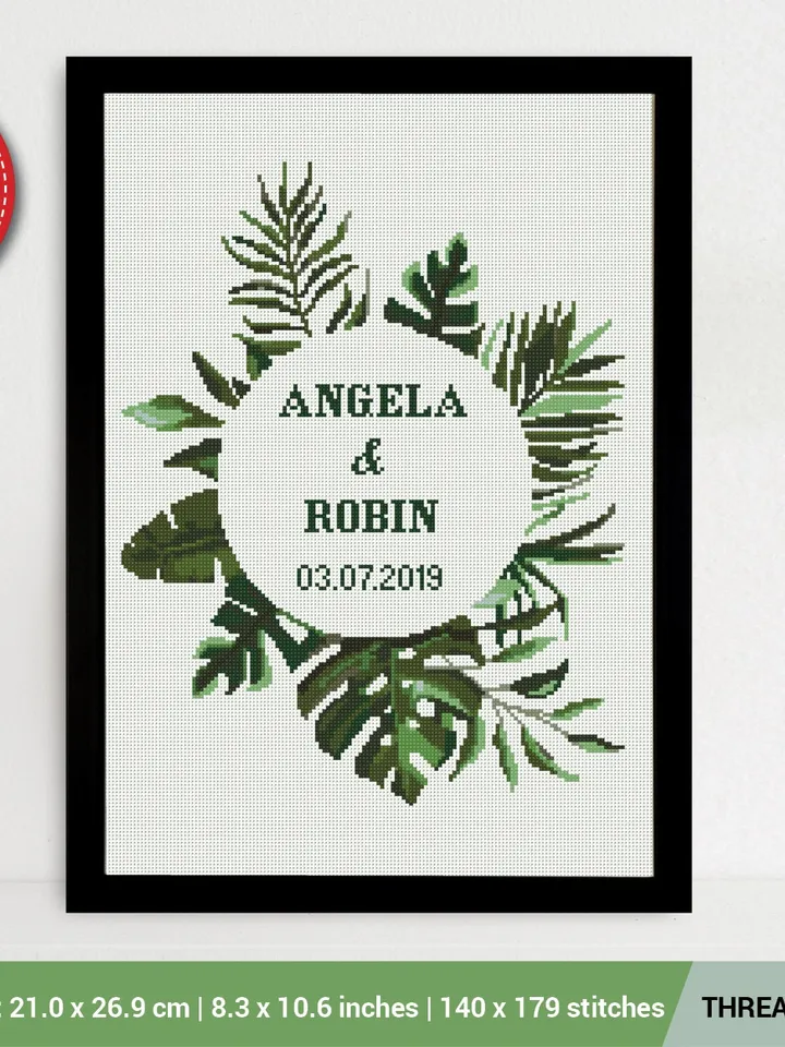 Wedding Date Frame and Alphabet Cross stitch pattern | Embroidery Pattern | Instant Download | Embroidery Designs