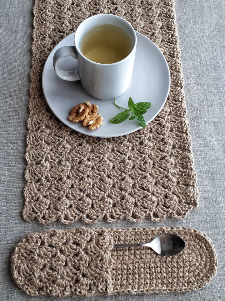 CROCHET PATTERN Table mat with cutlery holder DIY Placemat pdf Vintage table mat Crochet pattern Kitchen Crochet pattern Table Mat Pattern