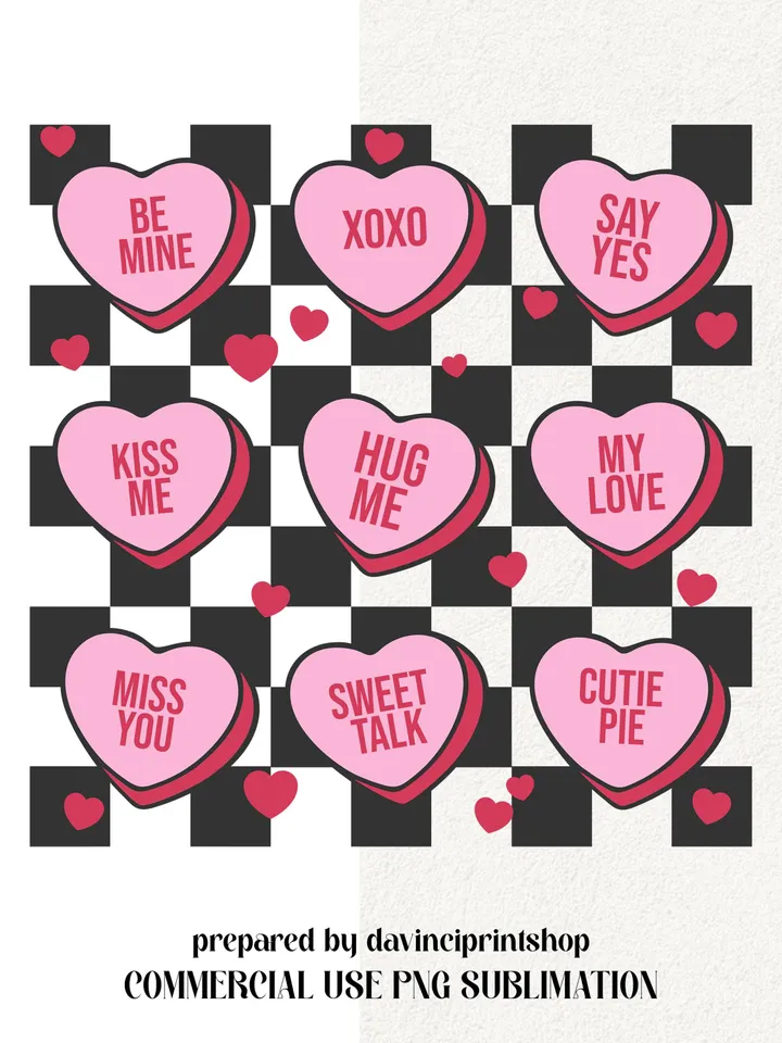 Valentines Conversation Hearts PNG, Valentines Candy Heart png, Valentines png, Love png, Candy Heart png, Valentines Sublimation, Retro png
