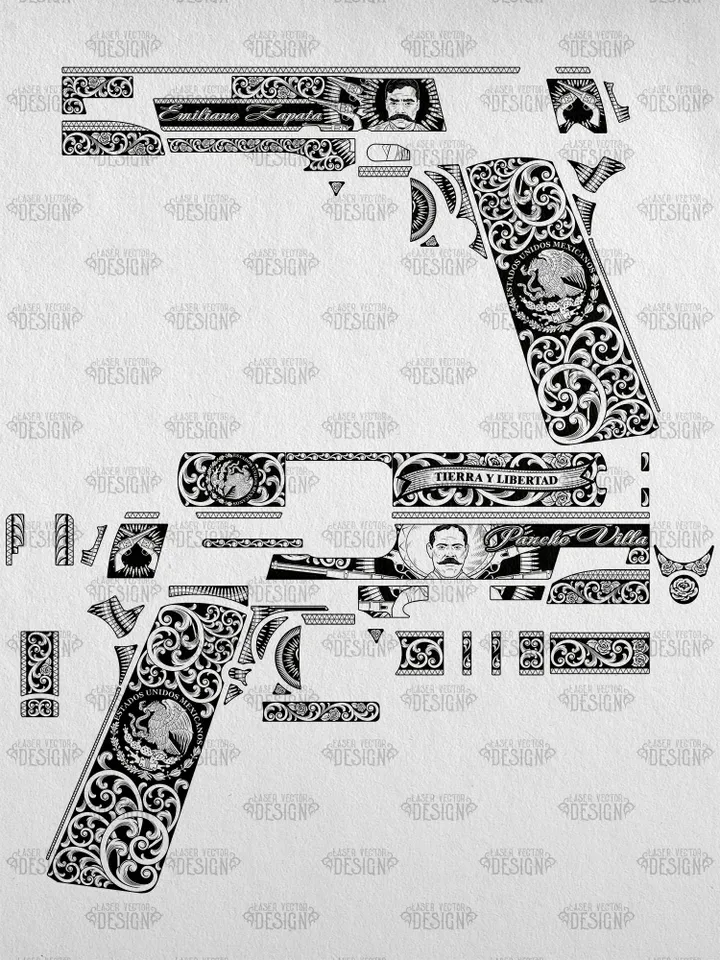 VECTOR DESIGN SIG Sauer 1911 Emiliano Zapata and Pancho Villa