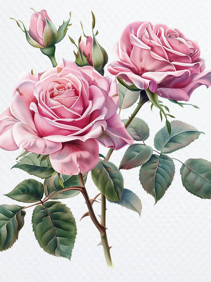 16 Pink Roses PNG Bundle, Watercolor Roses bouquet for sublimation, Paper craft, Printable Roses clipart, Digital download, junk journals
