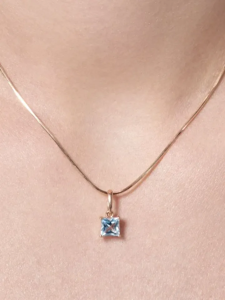 Pendant with topaz, 6x6mm, pendant, silver 925,