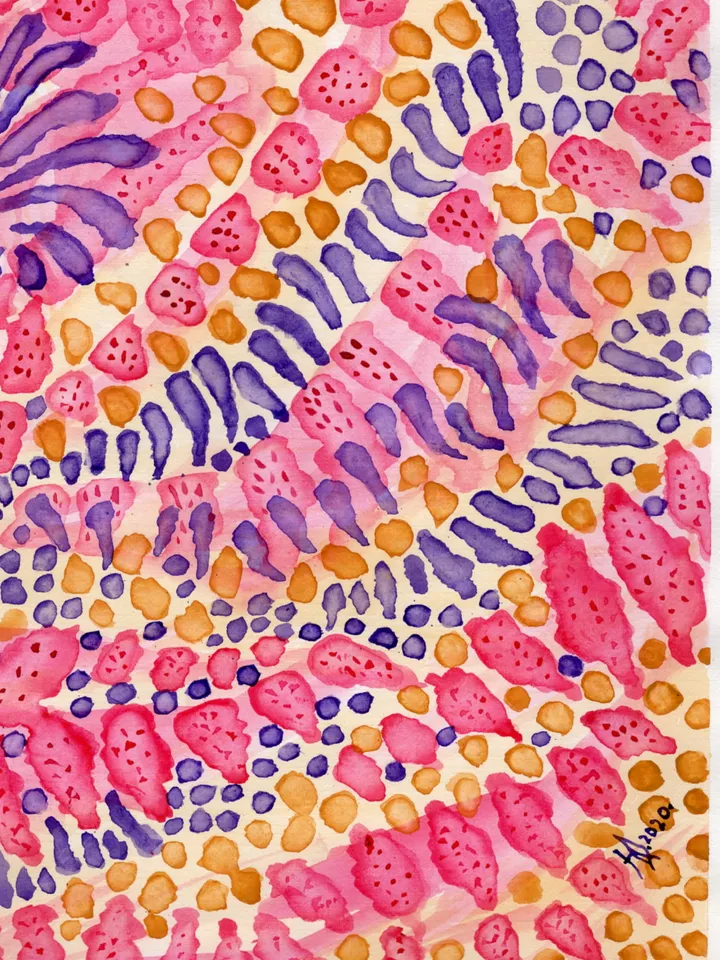Original watercolor painting. Pink . Abstraction.