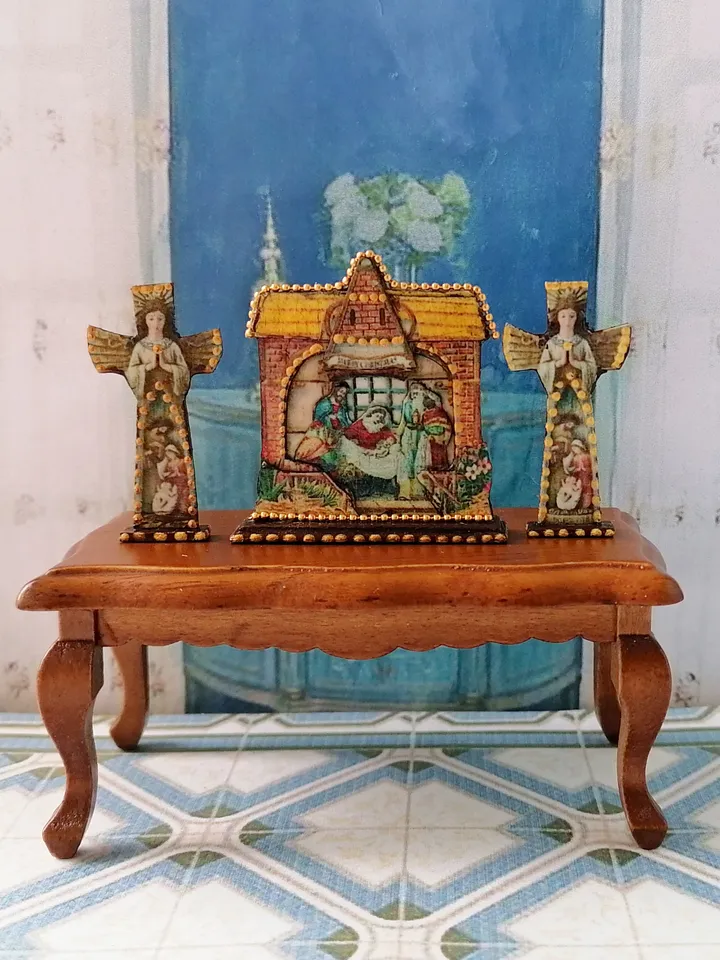 Christmas set. Dollhouse miniature. 1:12. Christmas. Christmas gift. Author's design. Nativity scene.