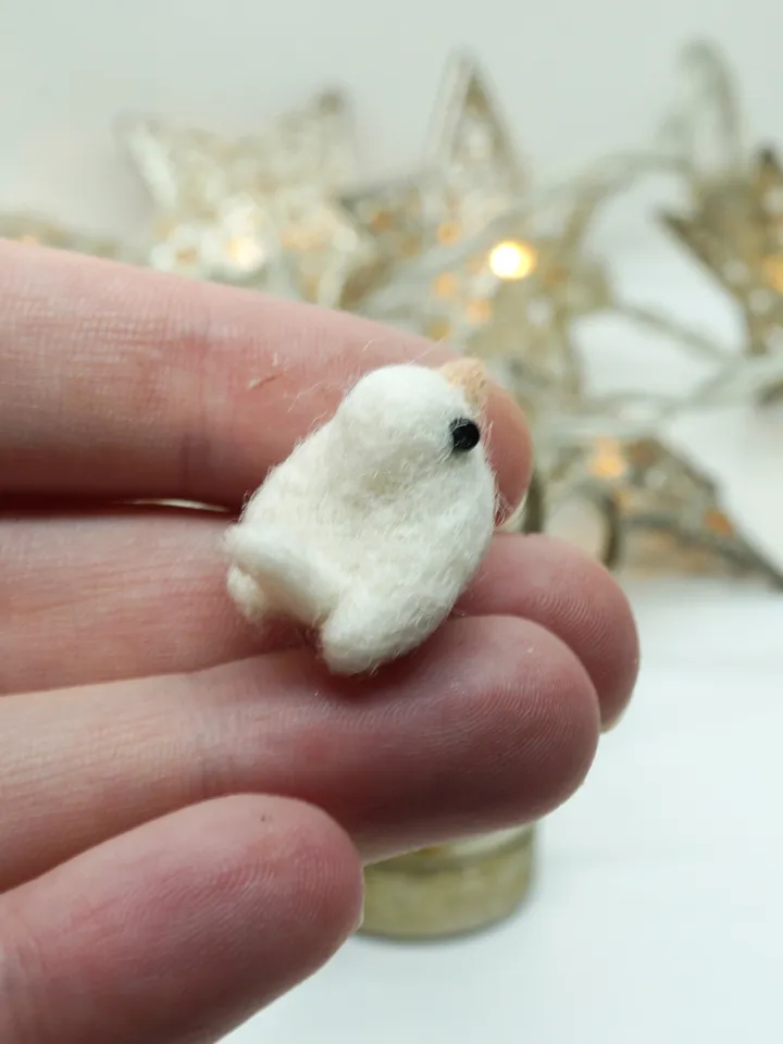 Tiny needle felted white wren, miniature bird, made to order
