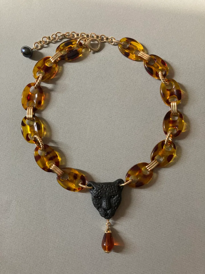 Choker handmade leopard porcelain