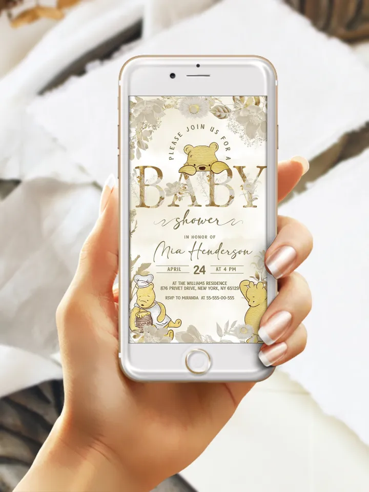 Classic Winnie Pooh Baby Shower Invitation; Neutral Baby Shower Template; Wizard Baby Shower Invite; Honey Bear Invite; Winnie Pooh pooh1