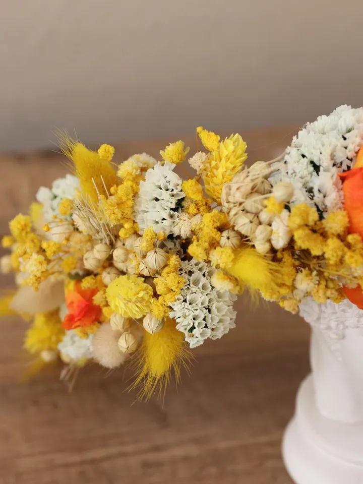 poppy flower crown,Singles Day,Yellow and orange wedding crown,birthday crown, dried flower crown, personalized gift,