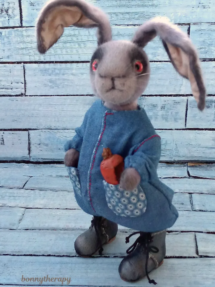 Teddy bunny 7 inches, adorable rabbit in teddy style.