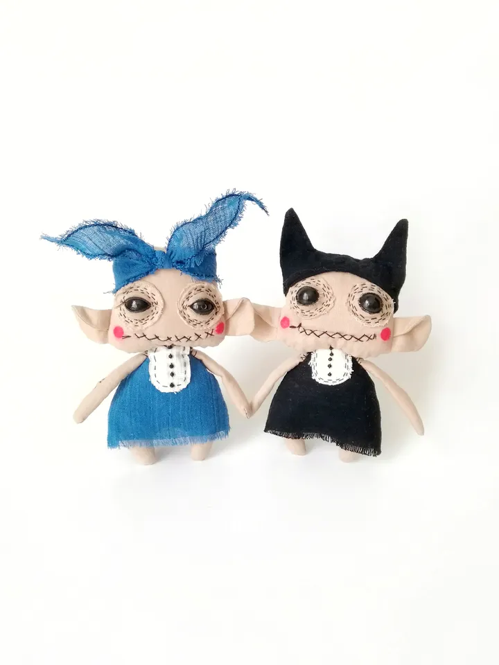 Handcrafted Art Dolls, Spooky Funny Fabric Interior Toys: One-of-a-Kind Weird Voodoo Dolls, Unique, Quirky and Whimsical. FREE SHIPPING!