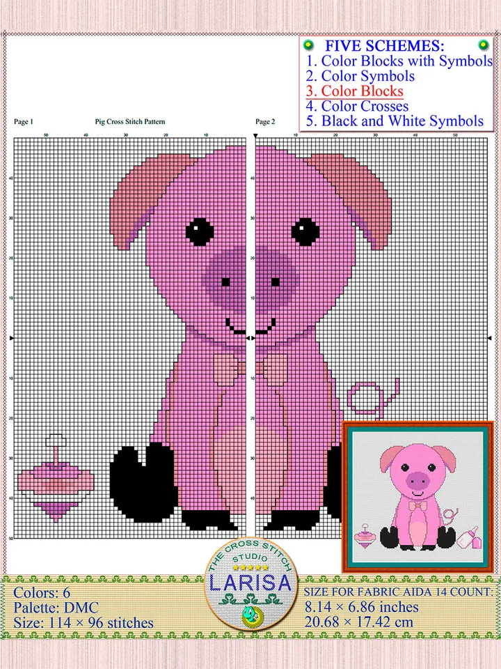 Pig Cross Stitch Pattern | Piggy’s Picture Chart
