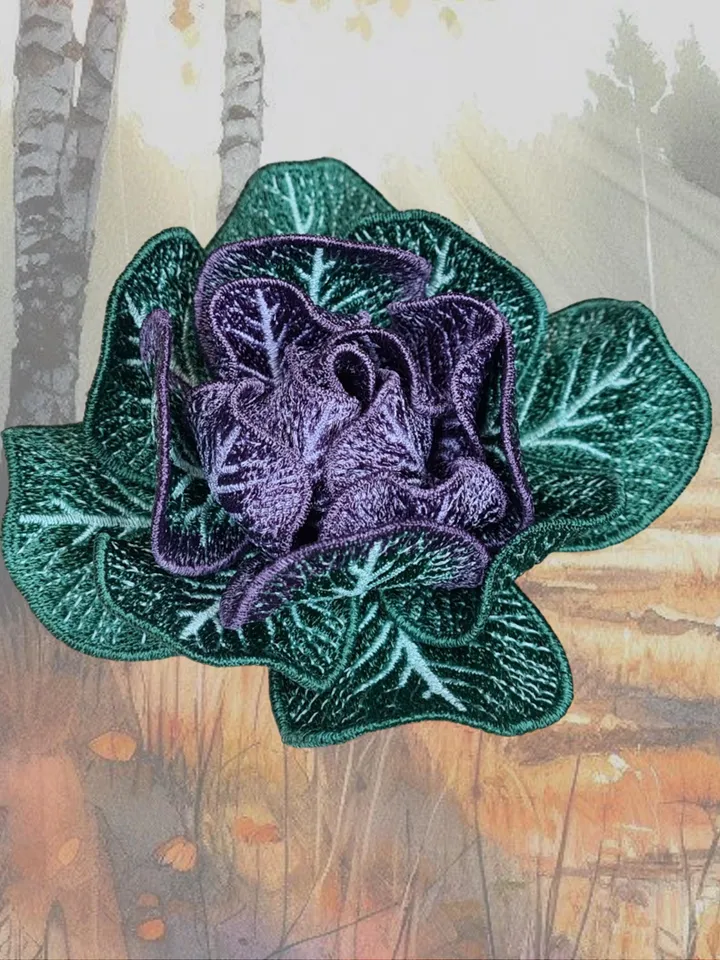 Decorative cabbage FSL machine embroidery design three-dimensional flower