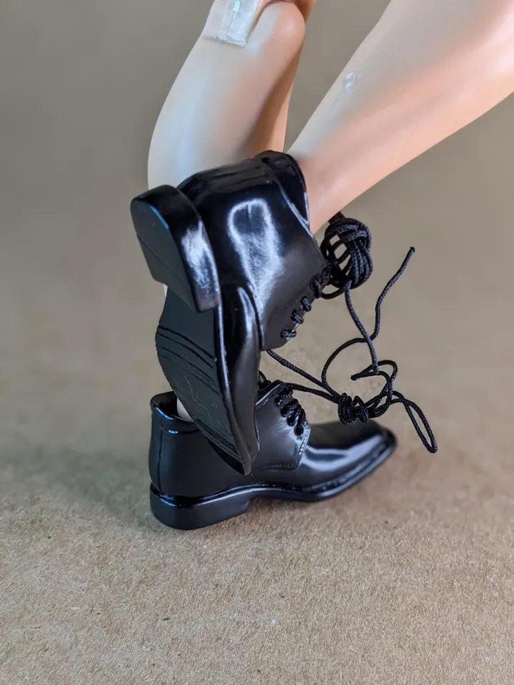 Premium high black lace-up boots for 1/6 scale male dolls