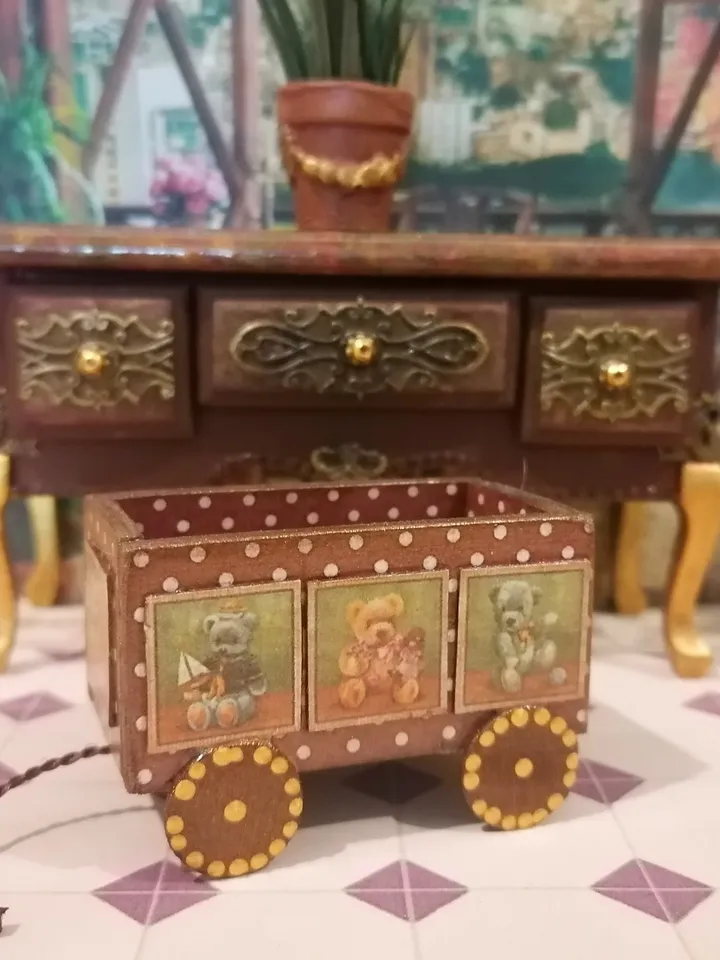 Trolley for dollhouse. Doll toy.1:12 scale.