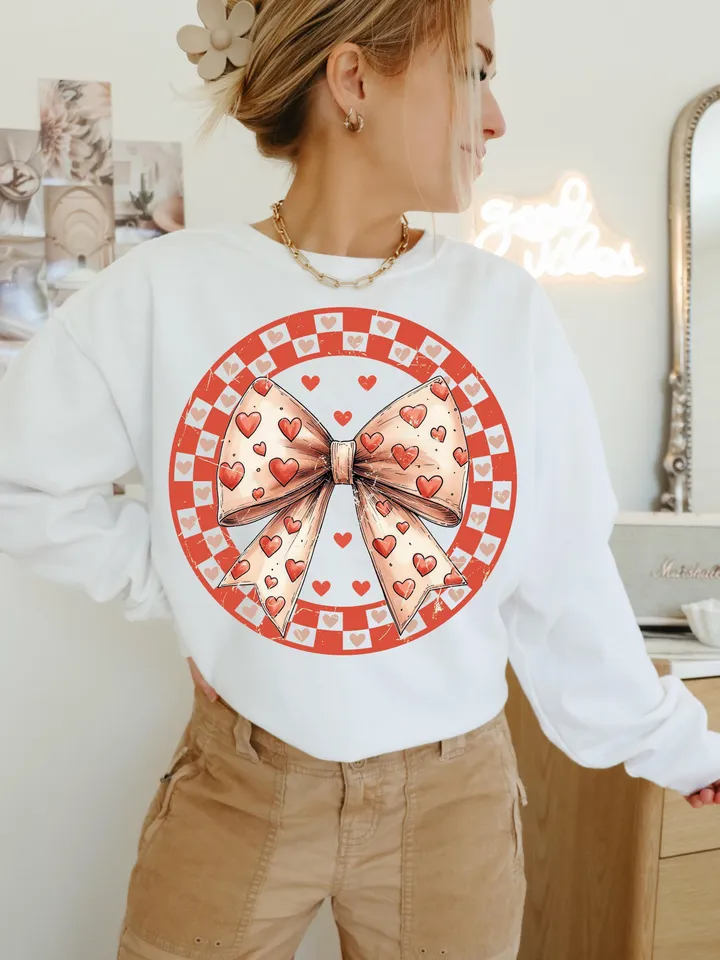 Checkered Valentines Day Coquette Png, Retro Valentine Bow Png, Valentines Day Png, Retro Valentine Png, Valentine Heart Png, Love Png