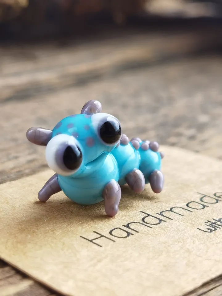 GLASS Caterpillar figurine Miniature caterpillar Glass figurines aquarium decoration miniature animals tiny glass animals terrarium figurine