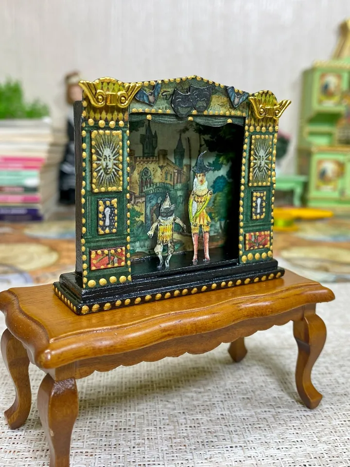 Tutorial. Puppet theater. Dollhouse miniature. Two sizes.