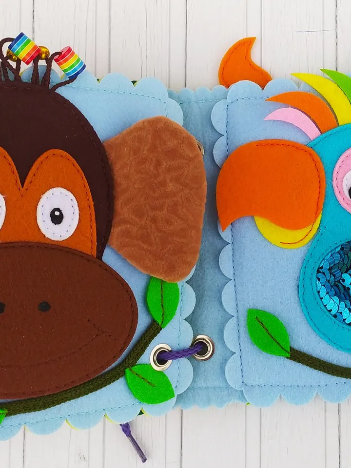 Quiet book pattern PDF & Tutorial pages, Felt book pattern svg, Quiet book ideas, Sensory toys, Pdf felt sewing pattern for toddler