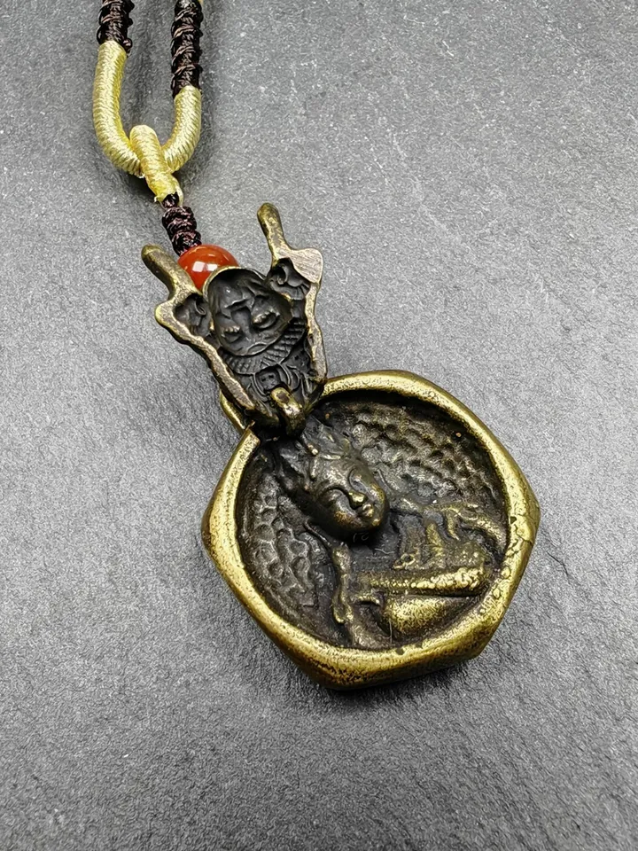 Double Faced Drashi Lhamo Amulet,Gandhanra Vintage Tibetan Buddhist Pendant,Zashi Lhamo,Buddhist Protective Charm,Spiritual Gift